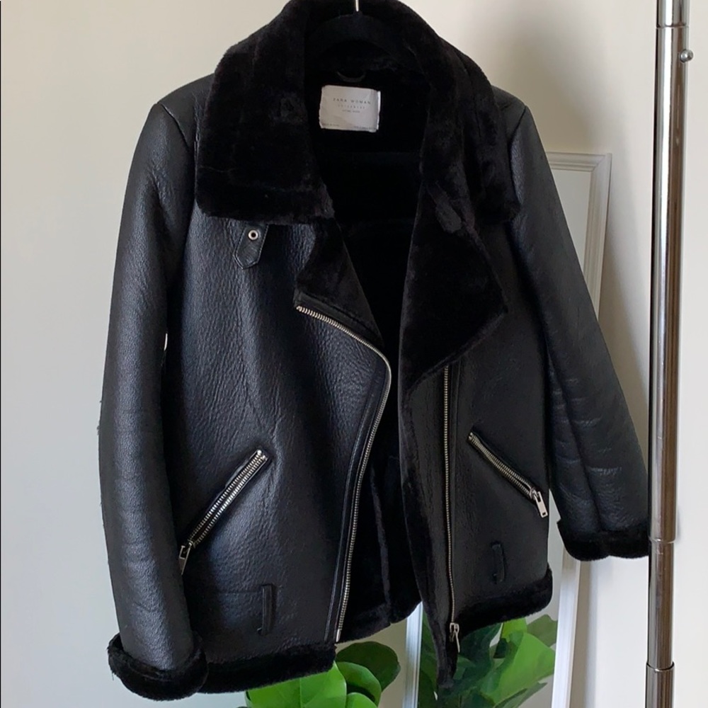 Zara vegan oversized leather jacket - S